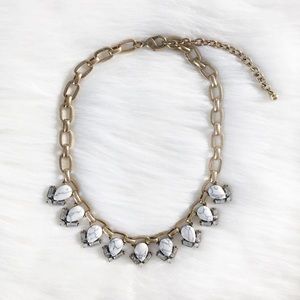 "Mallory" Necklace || White Marble & Gem Statement